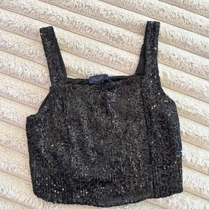 RACHEL Rachel Roy Black Sequin Crop Top